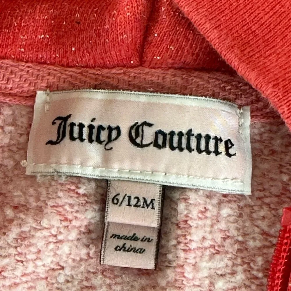Juicy couture‎ Sweatshirt girls toddler Sz 6-12 month hoodie zip up Embroidered